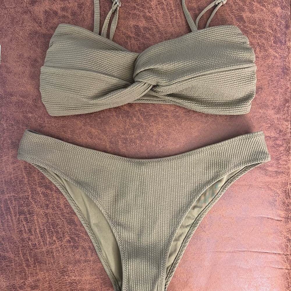NWT H&M Lhaki Green Bikini Set